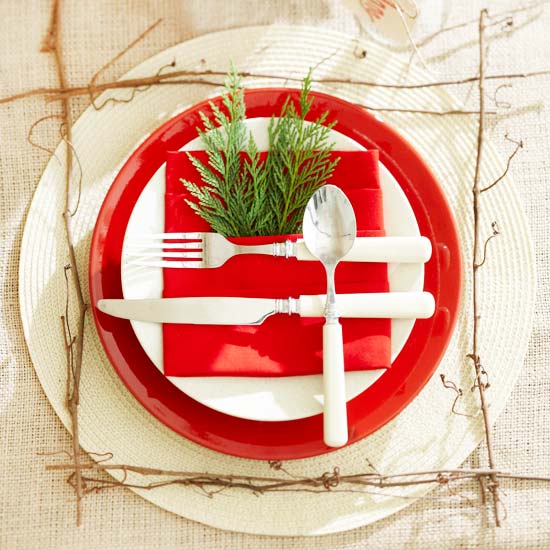 Red and White Natural Place Setting