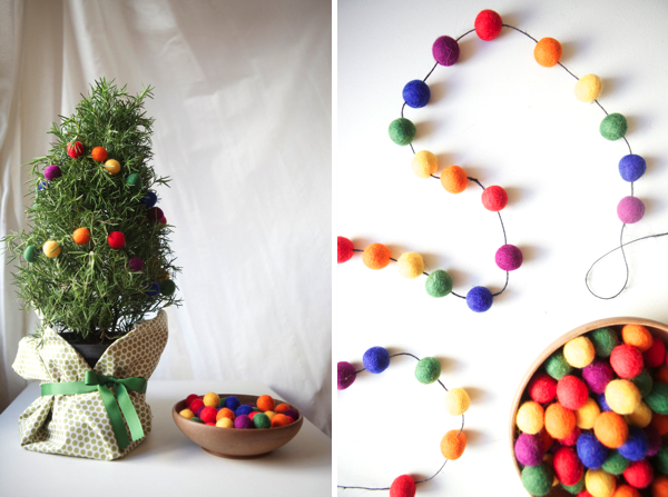 Rainbow Felt Ball Garland