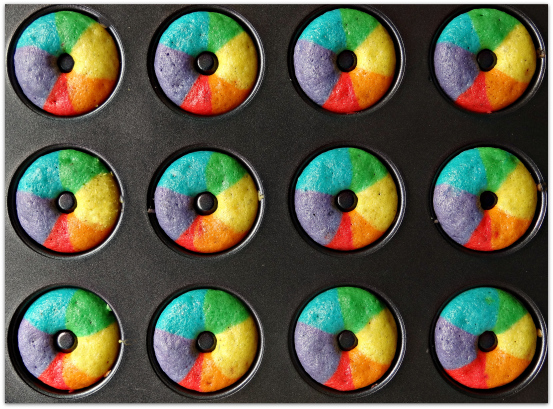 Mini Rainbow Vanilla Bean Donuts