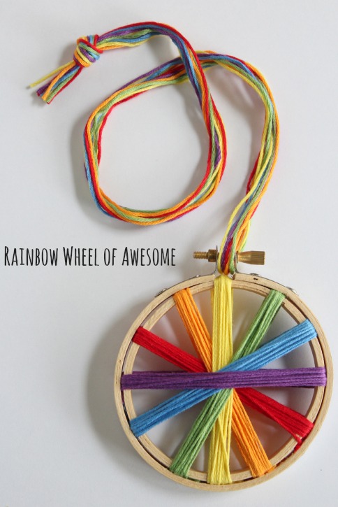 Rainbow Threaded Embroidery Hoop