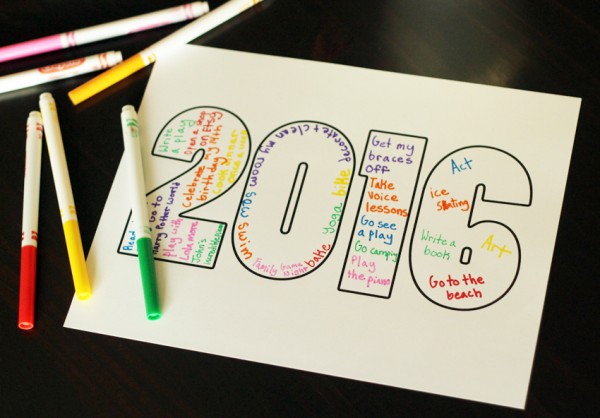2016 printable writing activity for kids