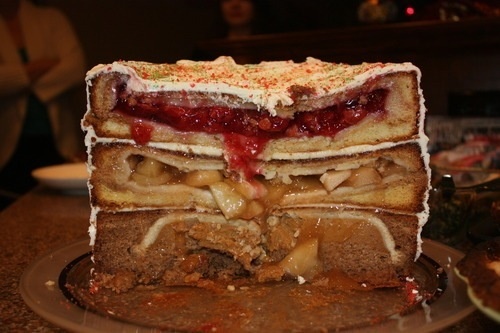 Cherpumple 6 layer pie cake