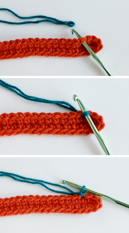 Adding a Second Color Yarn to a Crochet Bracelet 