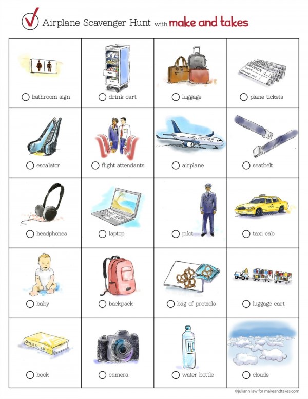 Airplane Scavenger Hunt Printable for Kids 2