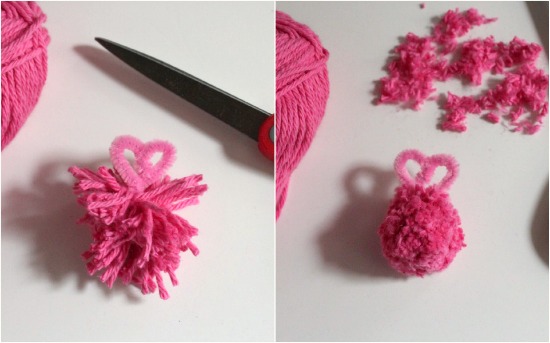 Angry Bird Pink Yarn Poms