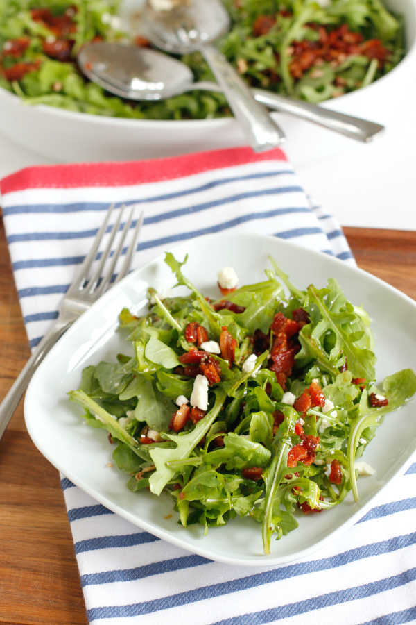 Bacon Vinaigrette on Arugula Salad