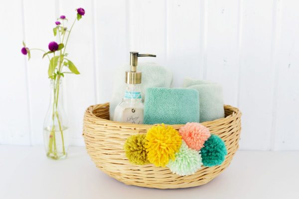 Beautiful Yarn Pom Pom Basket