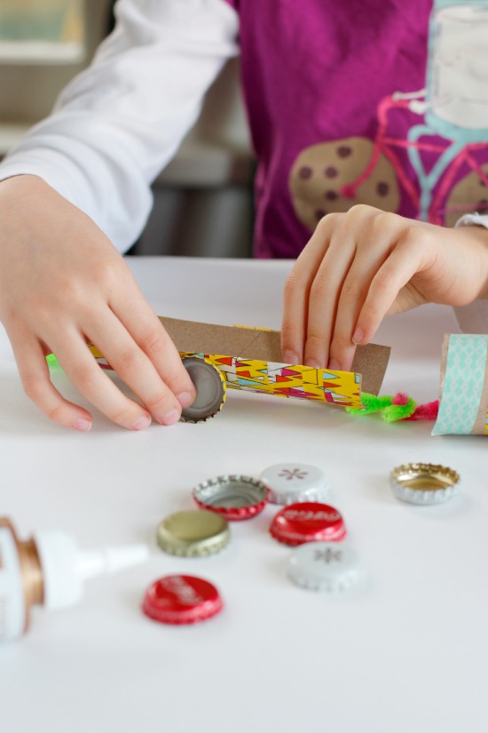 Bottle Cap Recycled Paper Tube Train