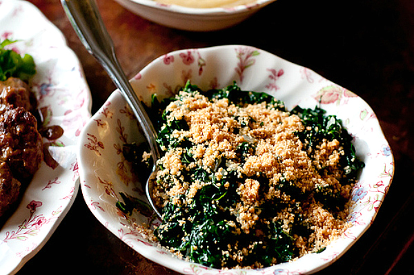 Braised Kale with Toasted Bread Crumbs