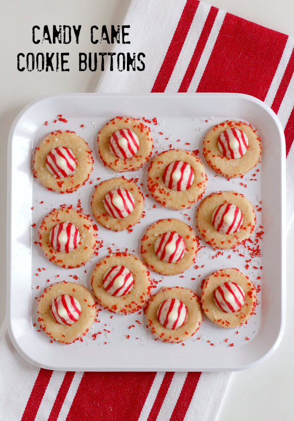 Candy Cane Kiss Cookie Buttons