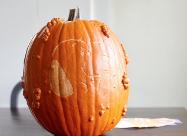 Carving a Snoopy Pumpkin