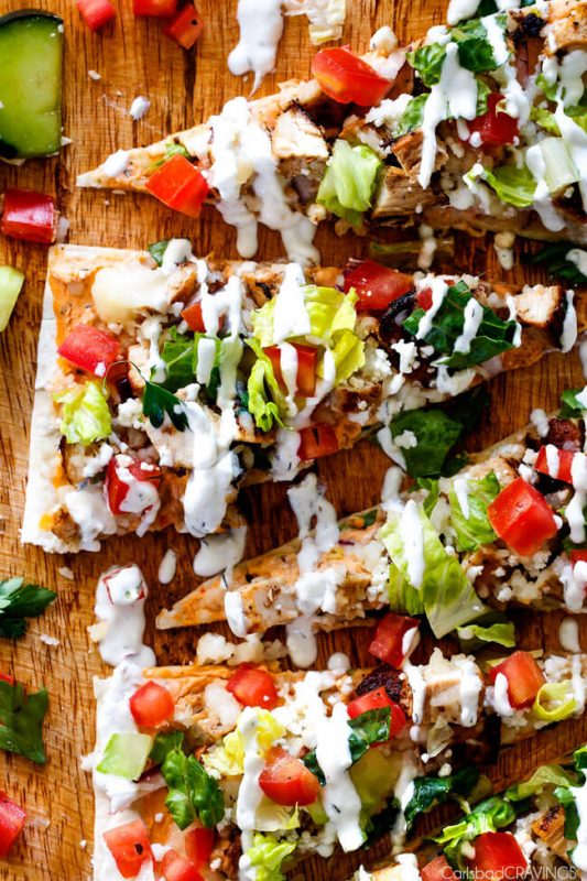 Greek Chicken Gyro Flatbread Pizzas