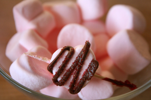 We're dipping jelly hearts and fun Valentine marshmallows in chocolate.