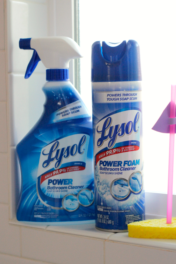 Cleaning with Lysol Power Bathroom line