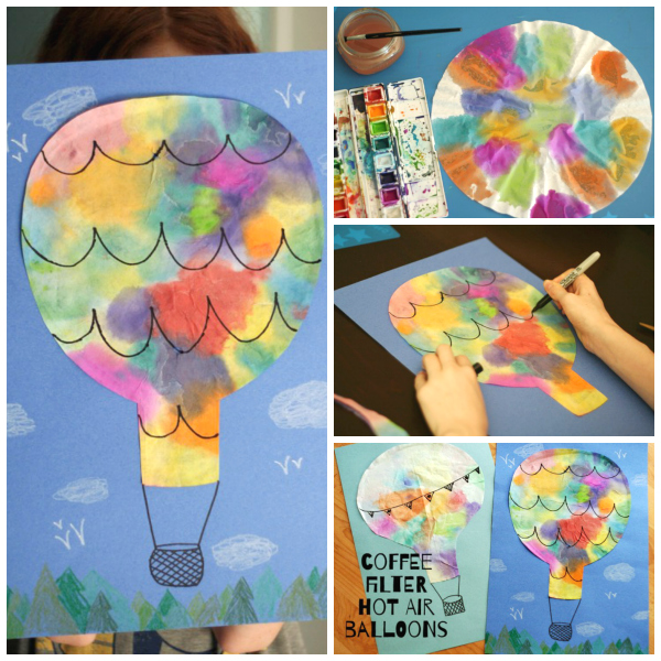Coffee Filter Hot Air Balloons Kids Craft