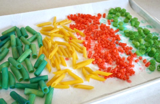 Coloring Pasta for Beaded Pasta Necklaces