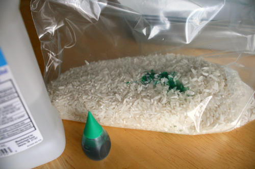 Coloring Rice Green with Food Coloring