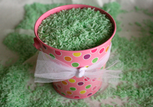 Coloring Rice Green for a Springtime Display