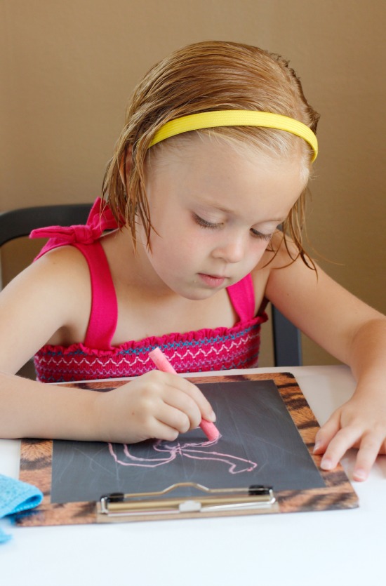 Coloring with a Chalkboard Duct Tape Clipboard