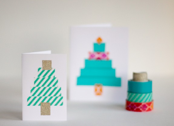 Crafting Washi Tape Holiday Trees @makeandtakes.com