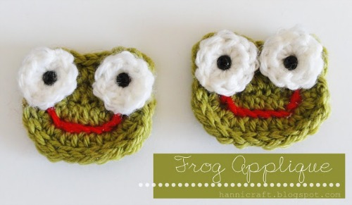 Crochet Frog Applique from hannicraft.blogspot.com