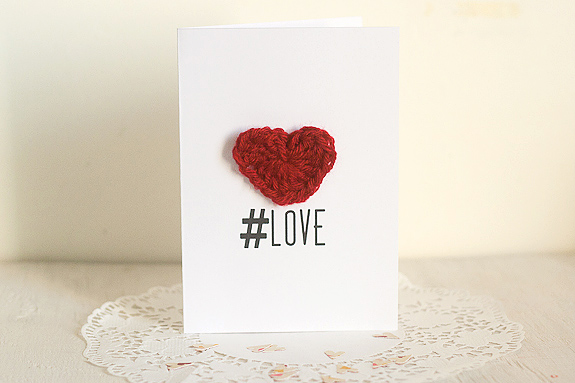 Crochet Heart Tutorial for Valentine's Day with Printable Card