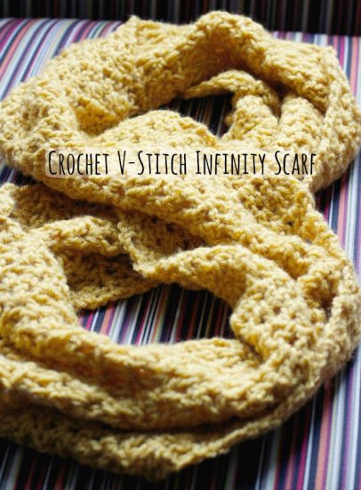 crochet-v-stitch-infinity-scarf-in-yellow