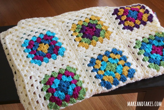 Crochet um cobertor Quadrado Da Vovó