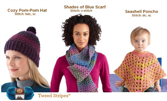 CrochetADay Tweed Stripes Lion Brand Yarn