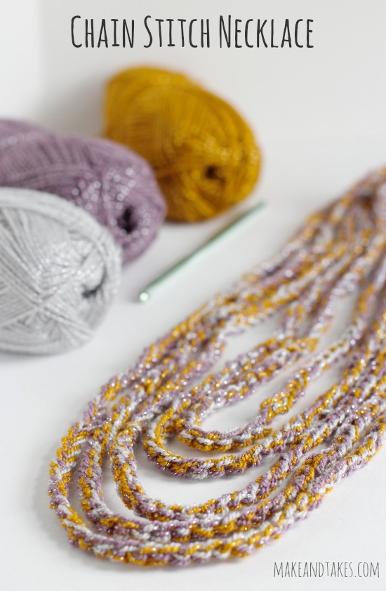 Crocheting a Chain Stitch Necklace @makeandtakes.com #crochetaday
