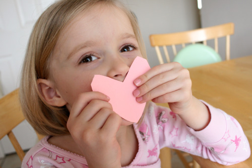 Cutting out Heart Shaped Paper