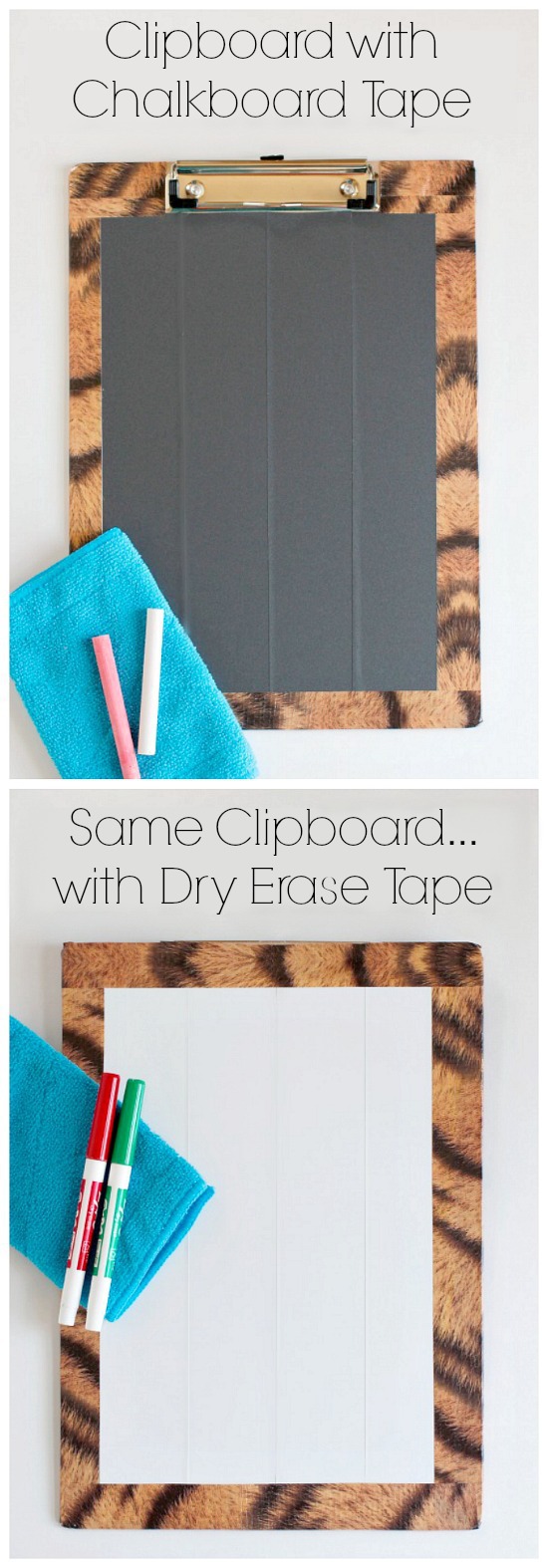 DIY Double-Sided Clipboard with Chalkboard and Dry Erase Tape