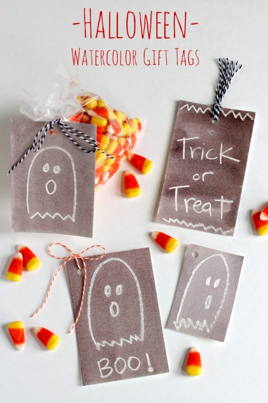 DIY Halloween Watercolor Gift Tags @makeandtakes.com