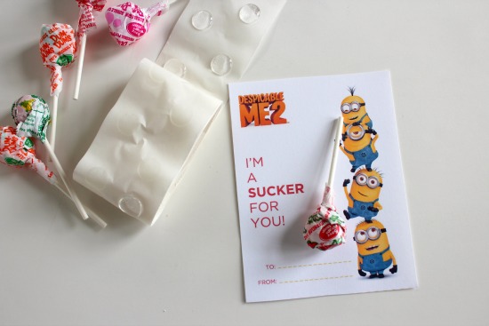 Despicable Me Sucker Valentines Day Printables