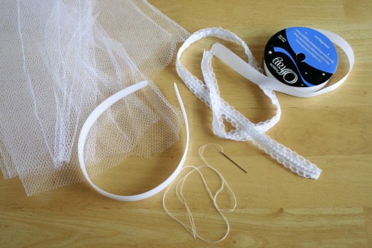 Supplies for Dress Up Wedding Veil white headband 2 3 feet white tulle
