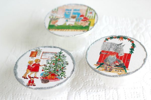 Drying Glitter Coaster Ornaments