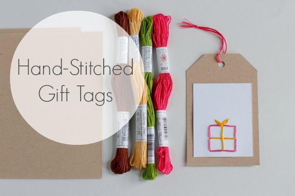 Embroidered Hand-Stitched Gift Tags @makeandtakes.com