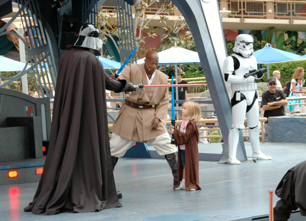 Fighting Darth Vadar in Disneyland Jedi Training
