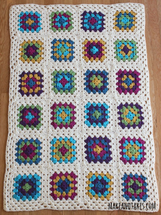 Finished Granny Square Blanket makeandtakes.com