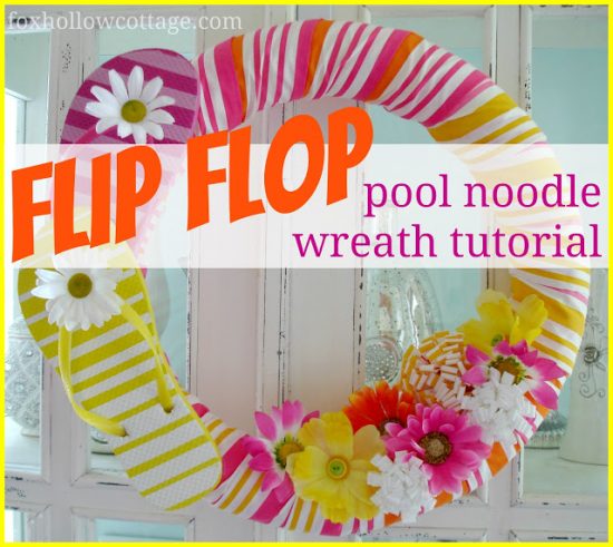 Flip Flop Pool Noodle Wreath tutorial