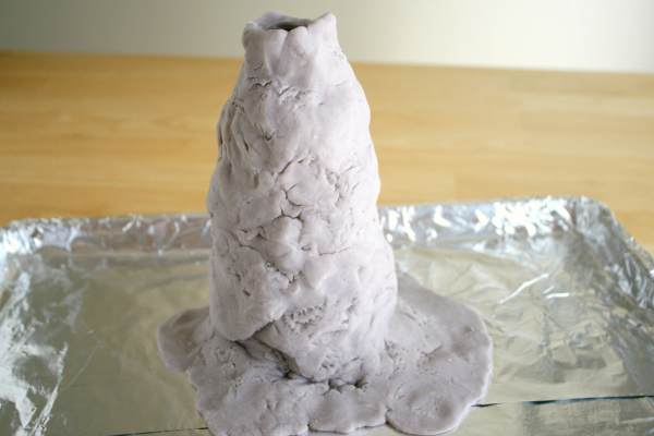 Forming Playdough for a Homemade Volcano