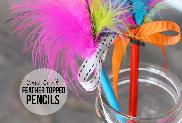 Super fun craft for the kids!  Feather Topped Pencils.  Tutorial at livelaughrowe.com