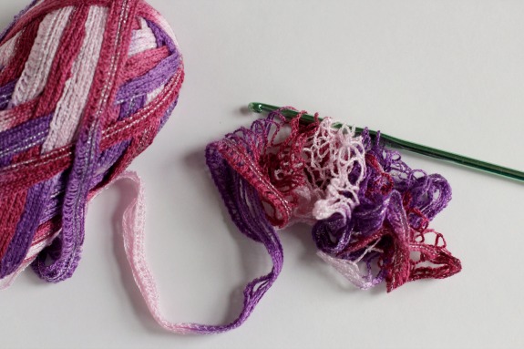 Gathering Yarn for Ruffles Crochet Scarf Pattern