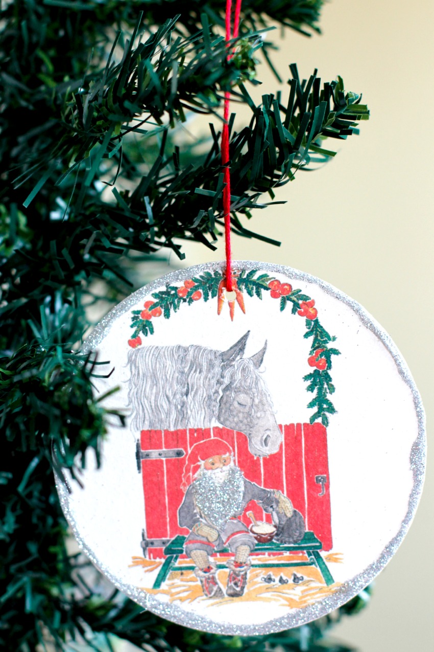 Glitter Coaster Ornaments Hanging on the Tree