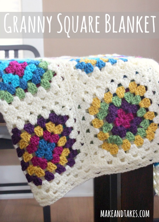 Granny Square Blanket Tutorial at makeandtakes.com