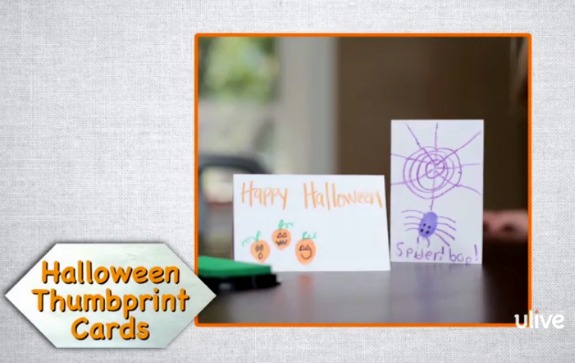 Halloween Thumbprint Cards Kids Craft makeandtakes.com