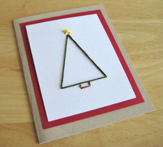 Hand-Stitched Christmas Tree Embroidery Card