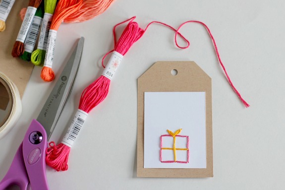 Hand-stitched Gift Tags @makeandtakes.com