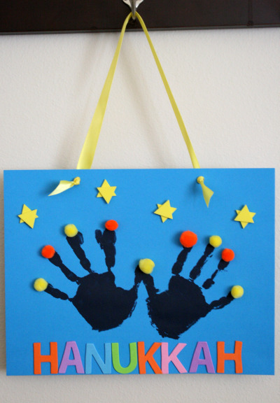 Handprint Hanukkah Menorah Kids craft