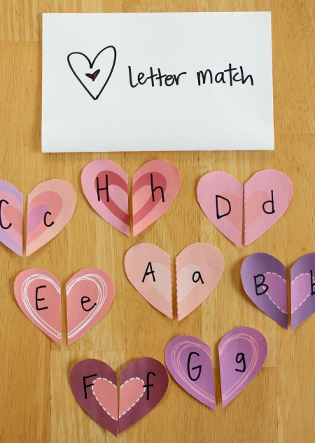 Valentine Hearts Letter Match Game